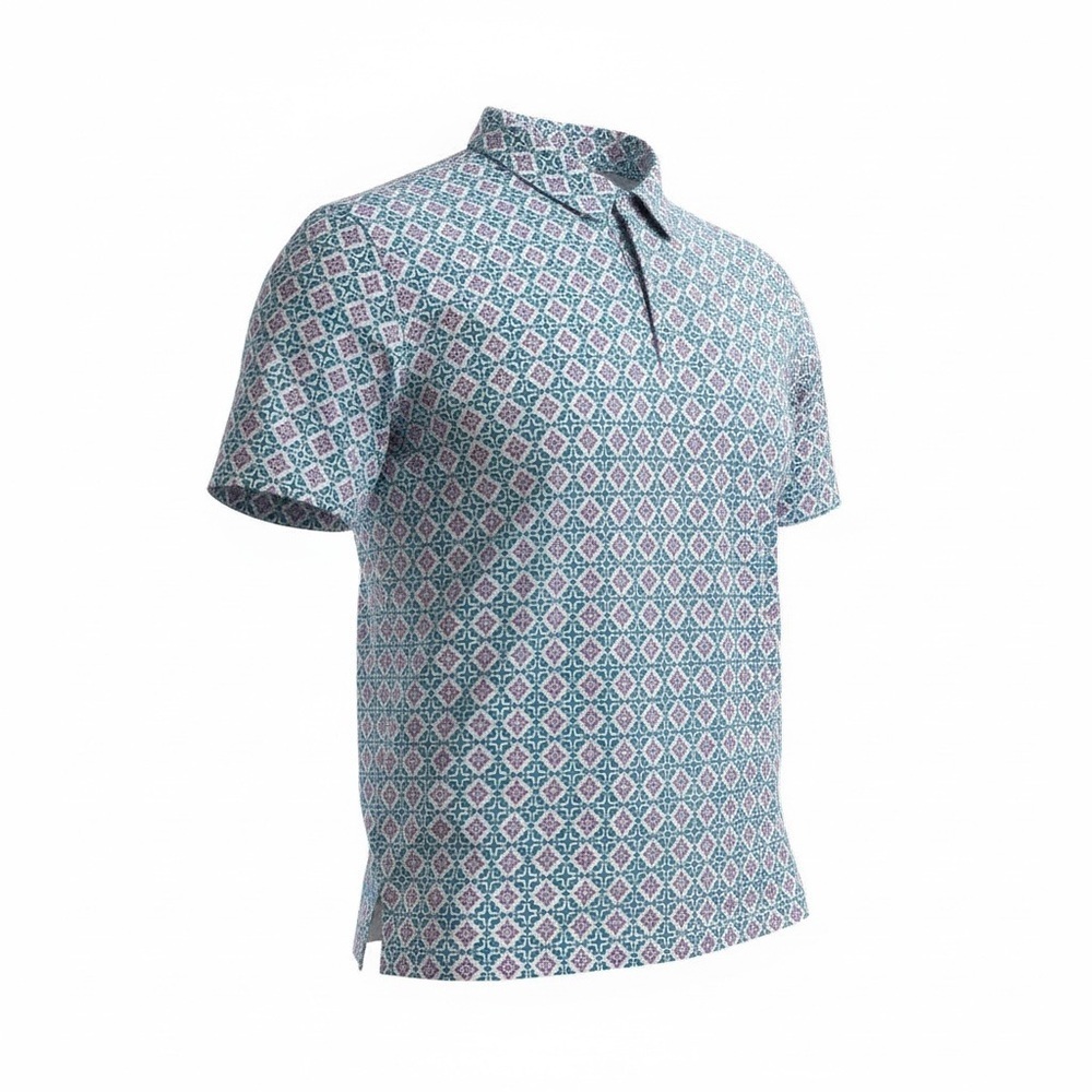New Men's Thomas Adams Blue Patterned Golf Polo Shirt Size Medium (KB1)